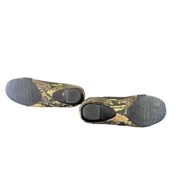 Arturo Chiang Yellow & Brown Snakeskin Flat Shoes 7.5 - Picture 4 of 13